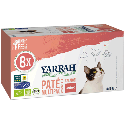 Bio Multi-Pack für Katzen Pate Bio Lachs Katze Nassfutter Yarrah